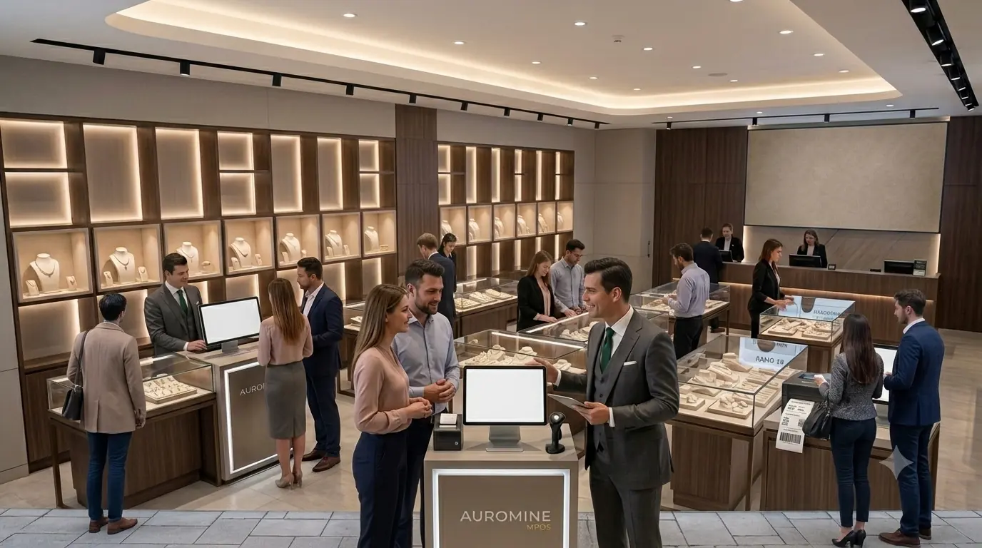 A jewellery showroom counter billing on Auromine Jewellery POS