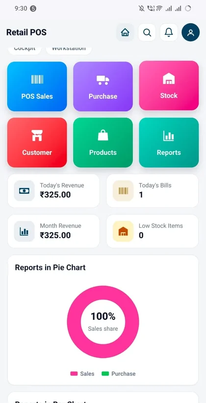Auromine Retail POS dashboard